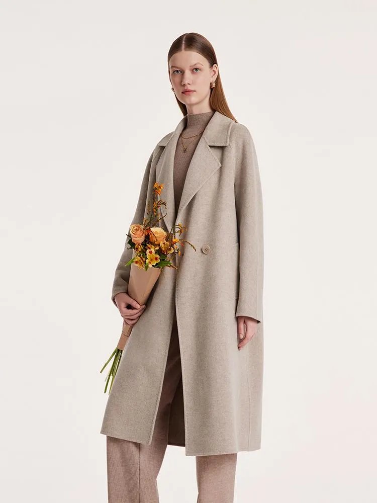 Cashmere Wool Notched Lapel Double-Faced Women Coat