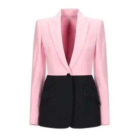 Casual Blazer For Women Notched Collar Long Sleeve Patchwork Colorblock Blazers Female Autumn Clothing Fashion