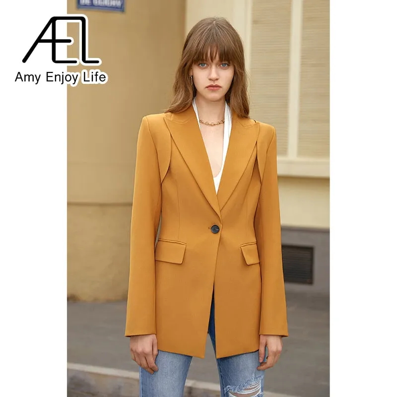 Casual Blazer Slim Suit Coat - Streetwear for Woman