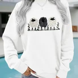 Casual Long-sleeved Round Neck Cashmere Printed Pullover Sweater