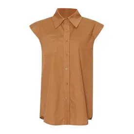 Casual Loose Shirt Female Lapel Collar Sleeveless Ruched Elegant Bloues For Female Fashion Clothes Summer