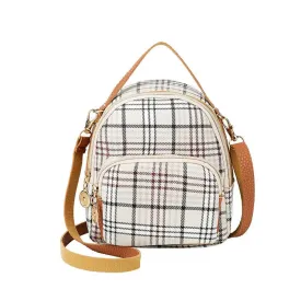 Casual Portable Plaid Backpack