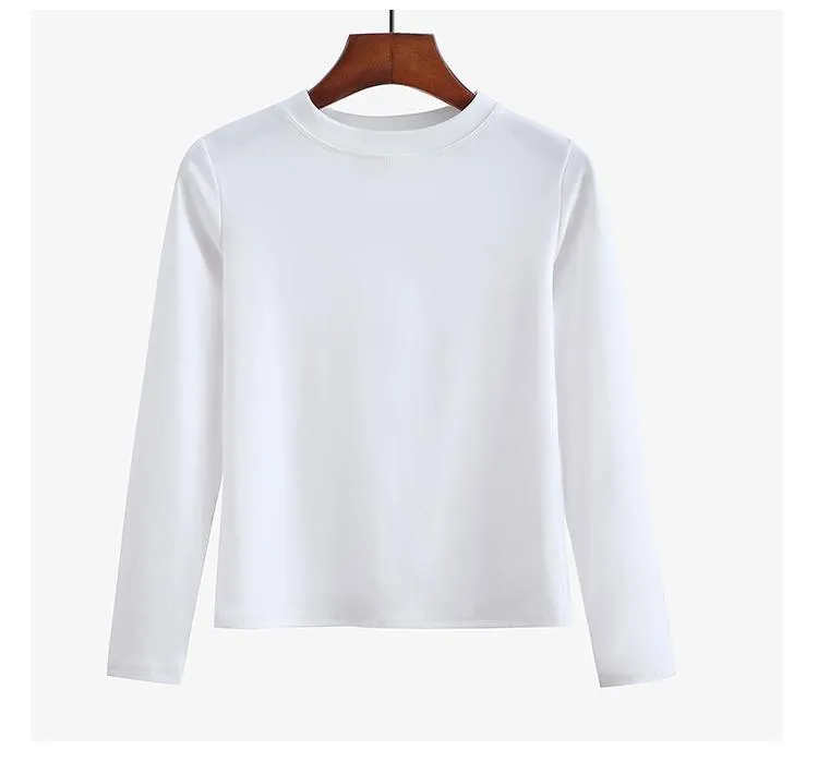 Casual Solid Color Round Neck Long Sleeve T-Shirt