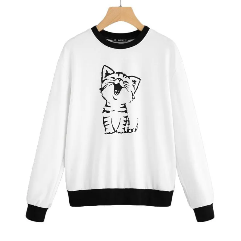 Cat Print Pullover Cute Women Sweatshirt