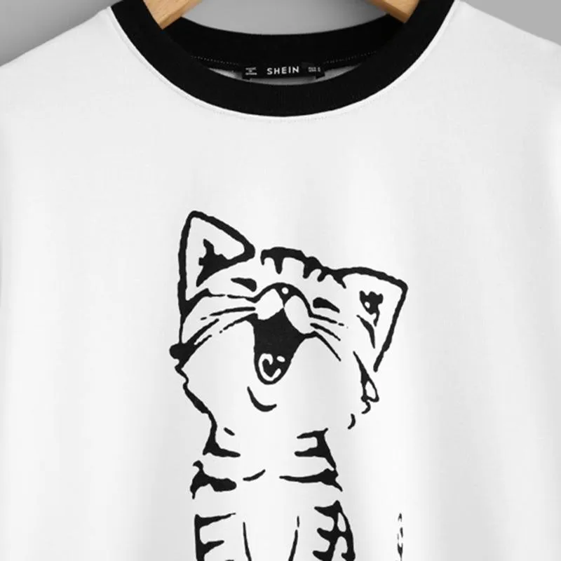 Cat Print Pullover Cute Women Sweatshirt