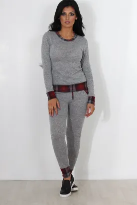 Cathie Grey Tartan Trim Loungewear