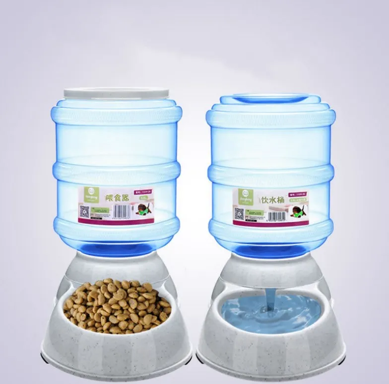 Cats Dogs Automatic Pet Feeder Drinking Water Fountains Large Capacity Plastic Pets Dog Food Bowl Water Dispenser