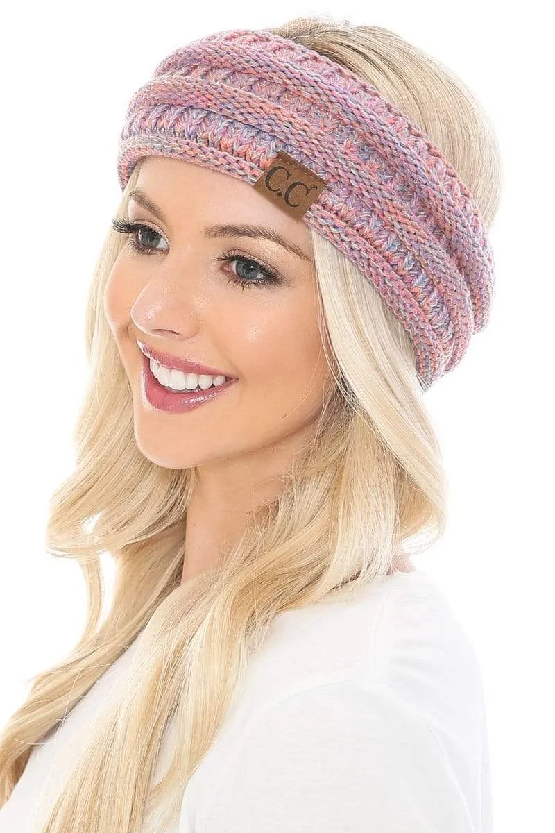 C.C HW826 - Soft Stretch Winter Warm Cable Knit Fuzzy Lined Ribbed Ear Warmer Headband