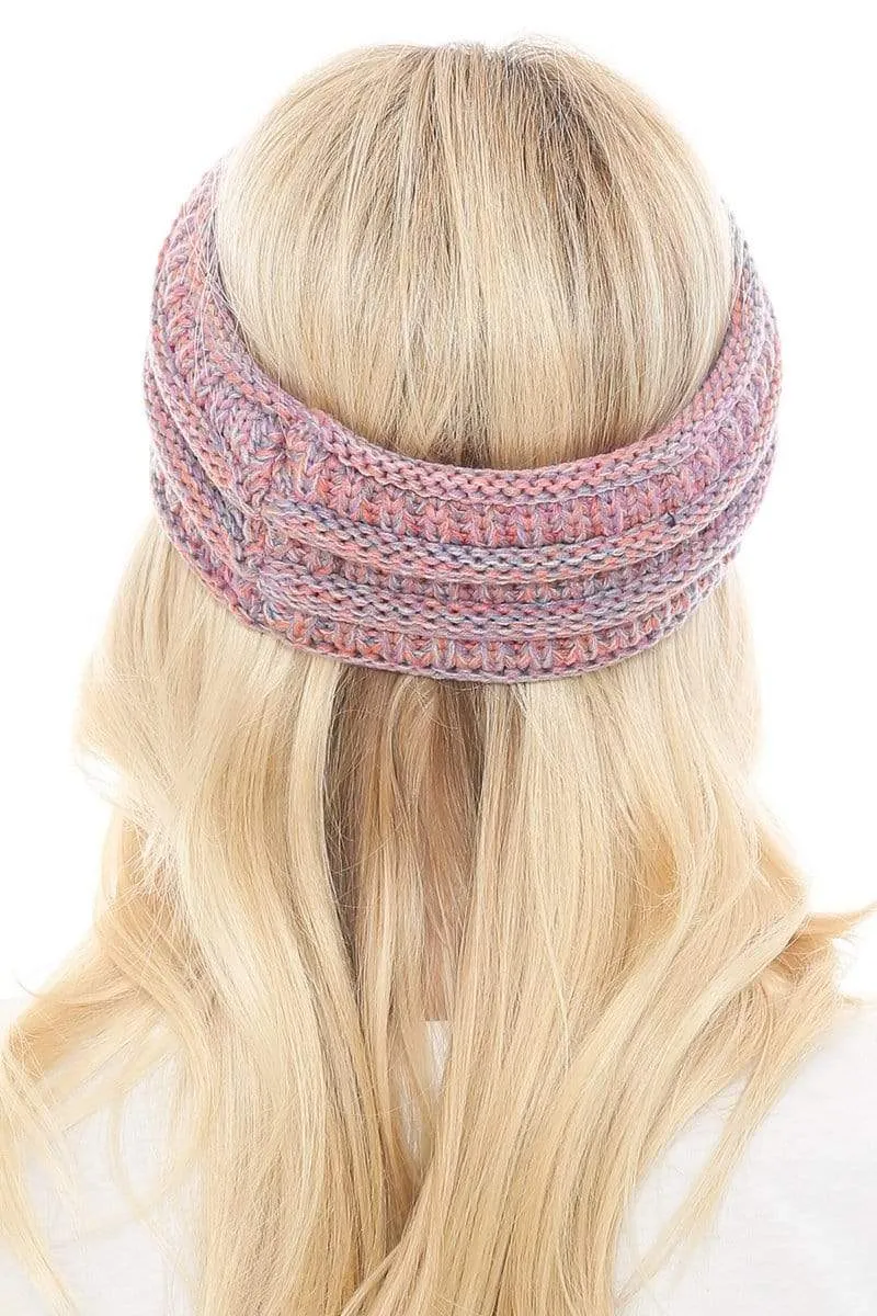 C.C HW826 - Soft Stretch Winter Warm Cable Knit Fuzzy Lined Ribbed Ear Warmer Headband