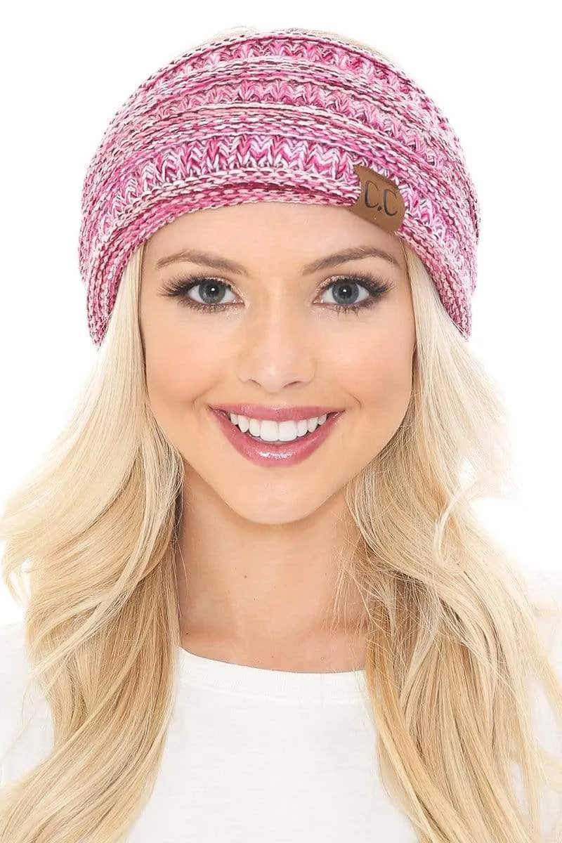 C.C HW826 - Soft Stretch Winter Warm Cable Knit Fuzzy Lined Ribbed Ear Warmer Headband