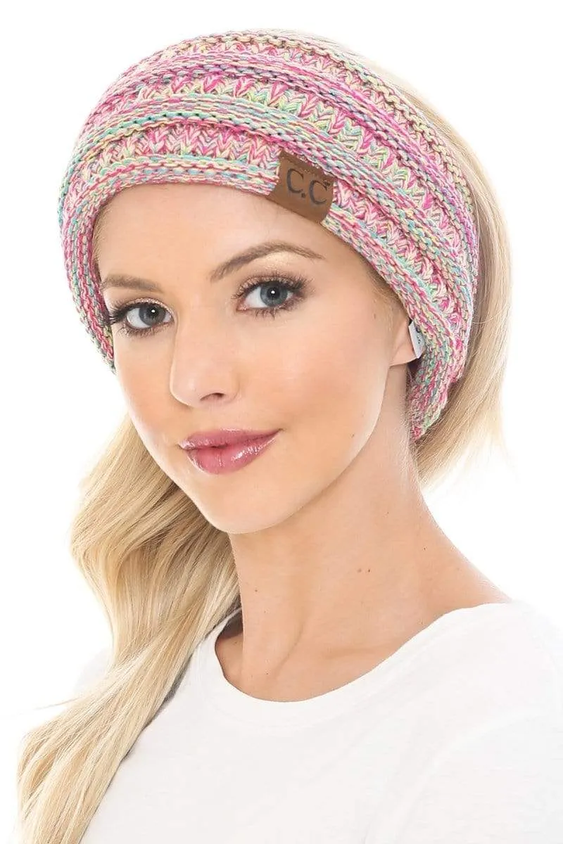 C.C HW826 - Soft Stretch Winter Warm Cable Knit Fuzzy Lined Ribbed Ear Warmer Headband