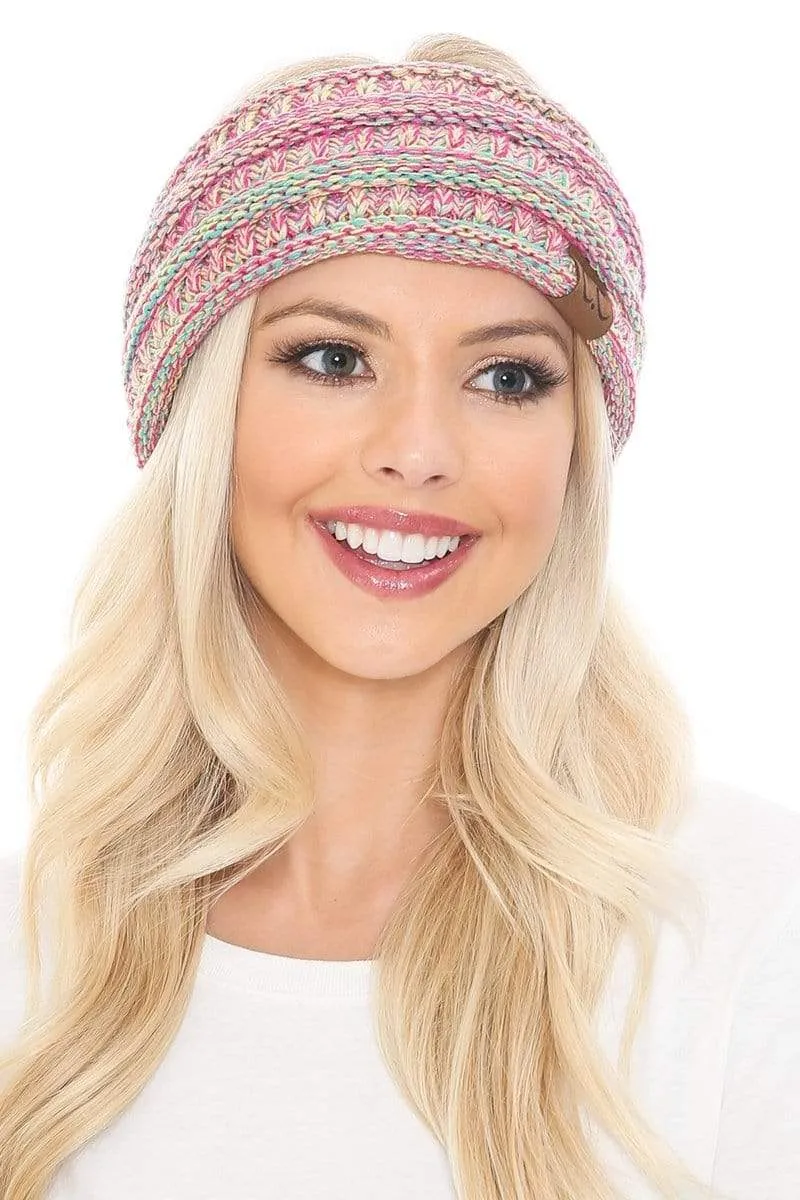 C.C HW826 - Soft Stretch Winter Warm Cable Knit Fuzzy Lined Ribbed Ear Warmer Headband