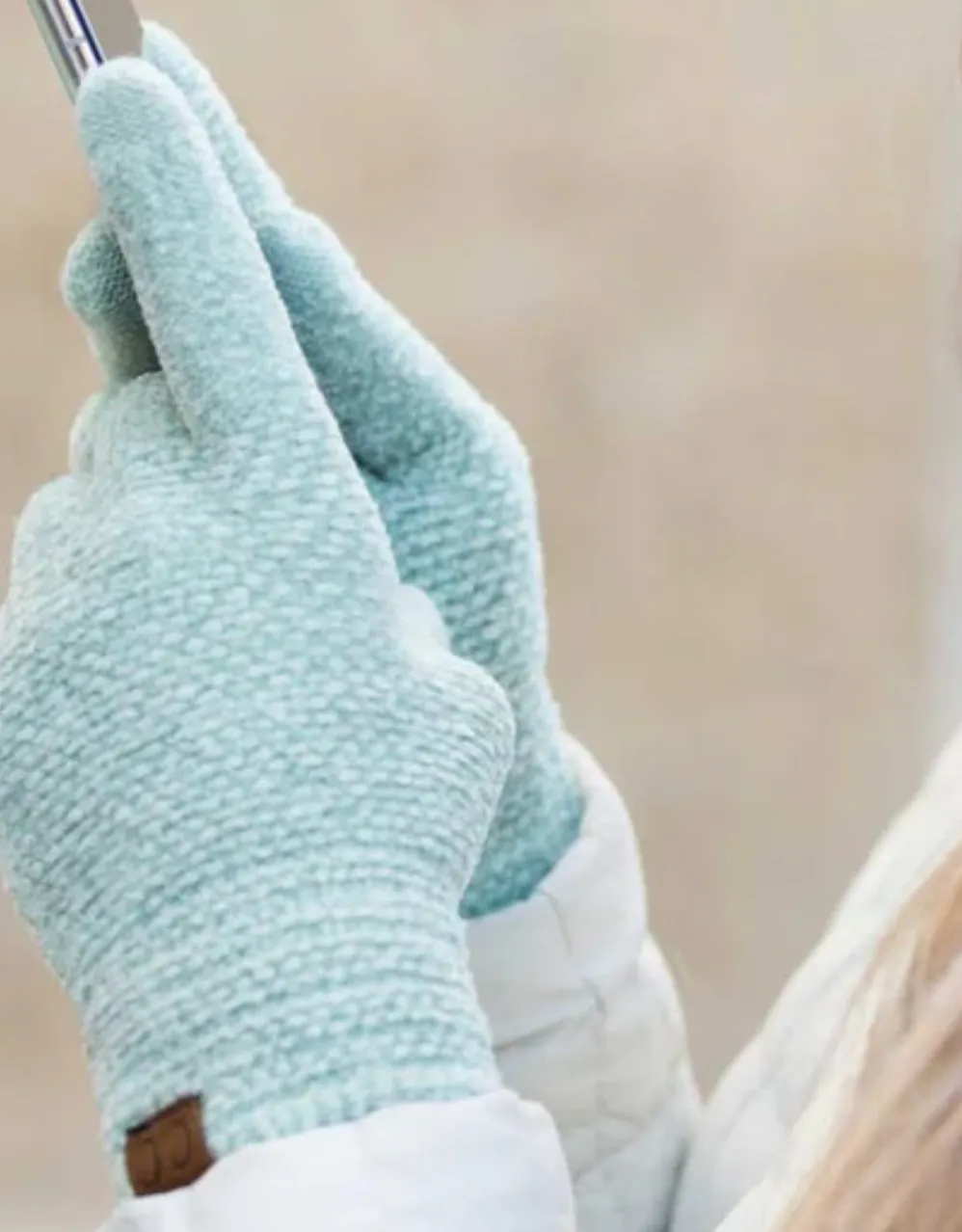 C.C. Mint Chenille Touchscreen Gloves - DEAL COUPON EXCLUDED