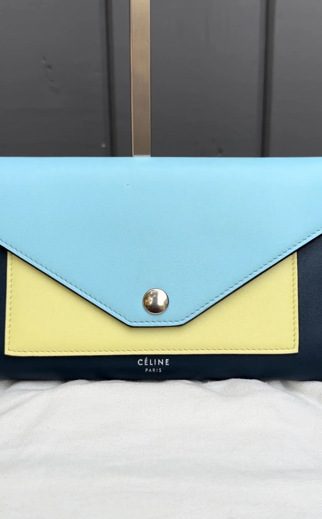 CELINE Calfskin Pocket Trifold Envelope Flap Wallet