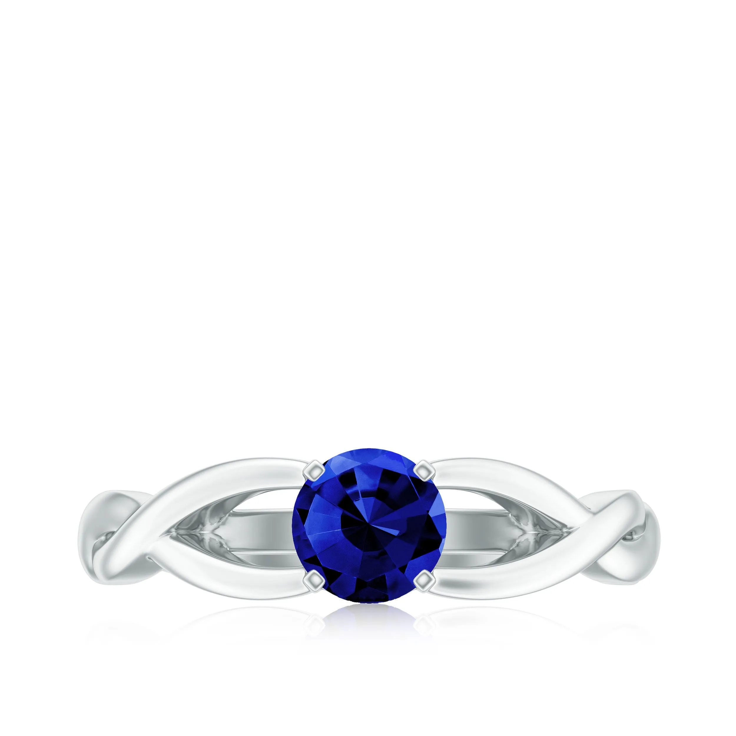 Certified Lab Created Blue Sapphire Solitaire Ring with Surprise Diamond