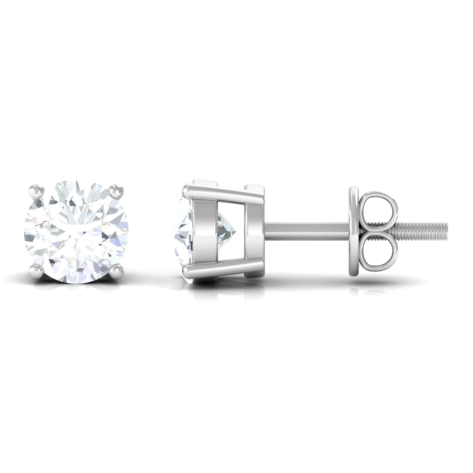 Certified Zircon Solitaire Stud Earrings with Screw Back