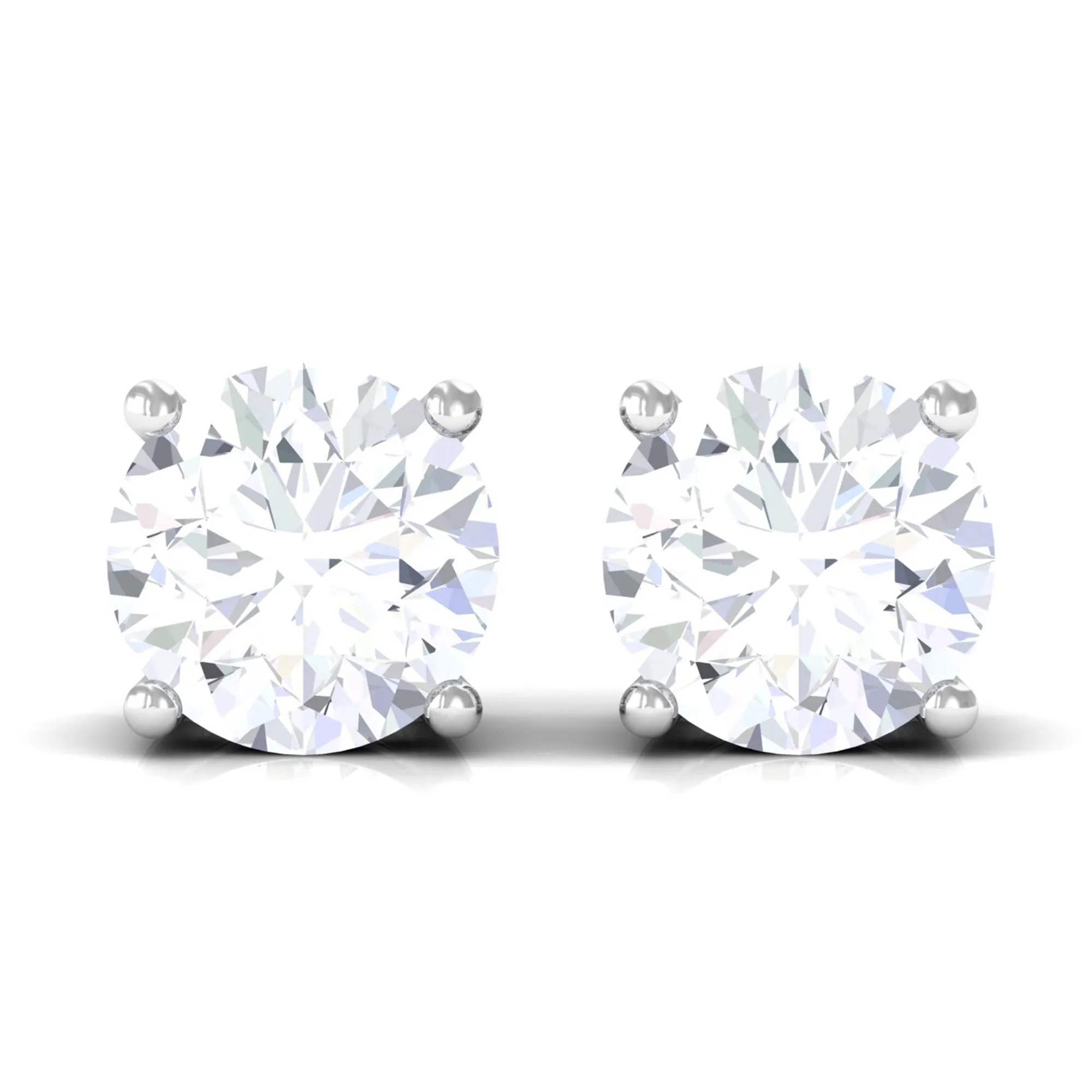 Certified Zircon Solitaire Stud Earrings with Screw Back