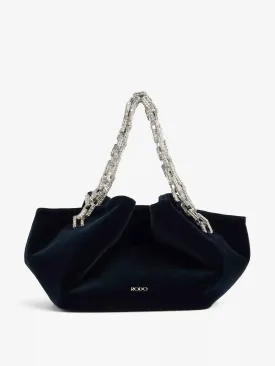 Chain-handle small velvet handbag