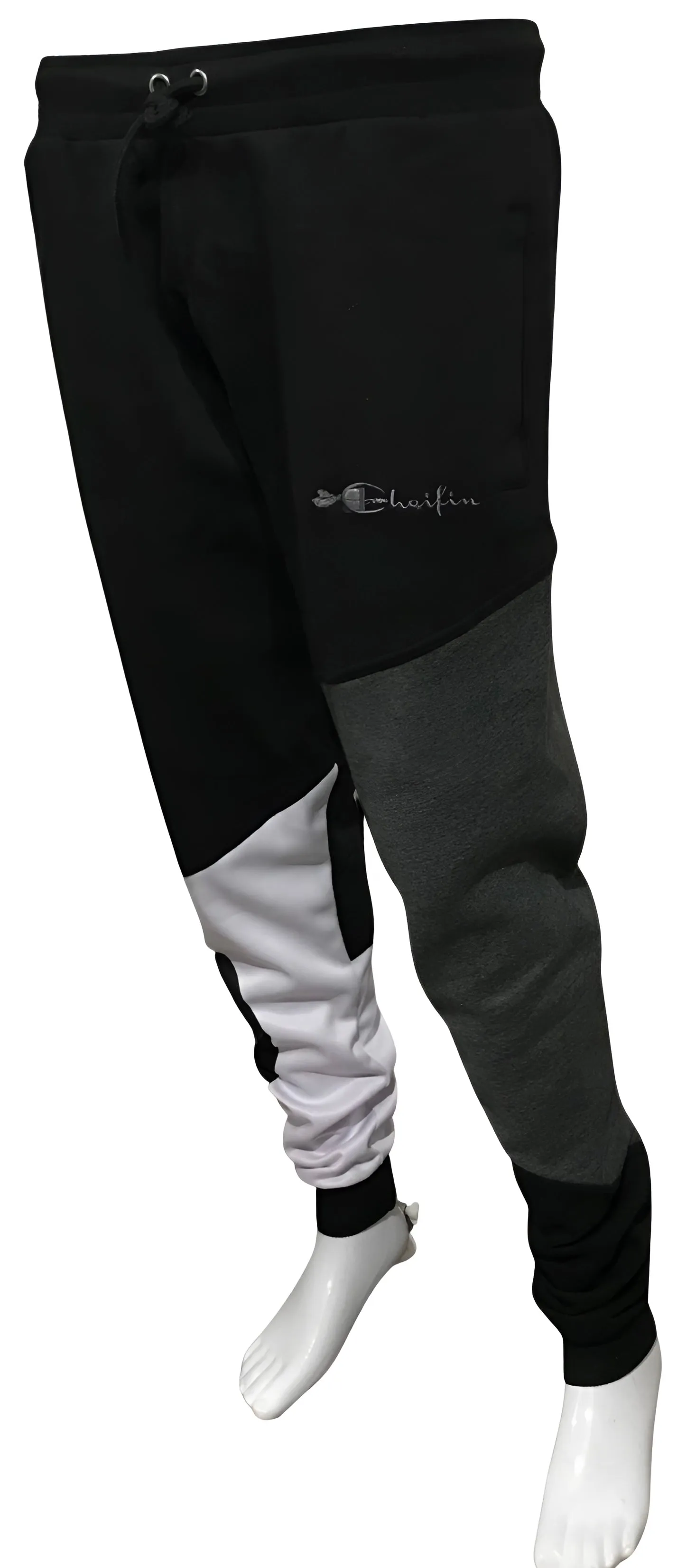 ^CHAMPION CHIEF^ LUXURY (BLACK-MULTI) JOGGER SWEATPANTS (CUT & SEW) (EMBROIDERED LOGO)