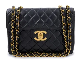 Chanel 1997 Vintage Black Jumbo Classic Flap Bag 24k GHW Lambskin