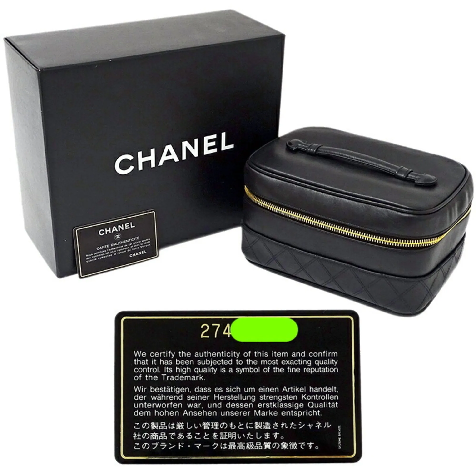 CHANEL Bag Bicolore Women's Handbag Vanity Leather Black A01618