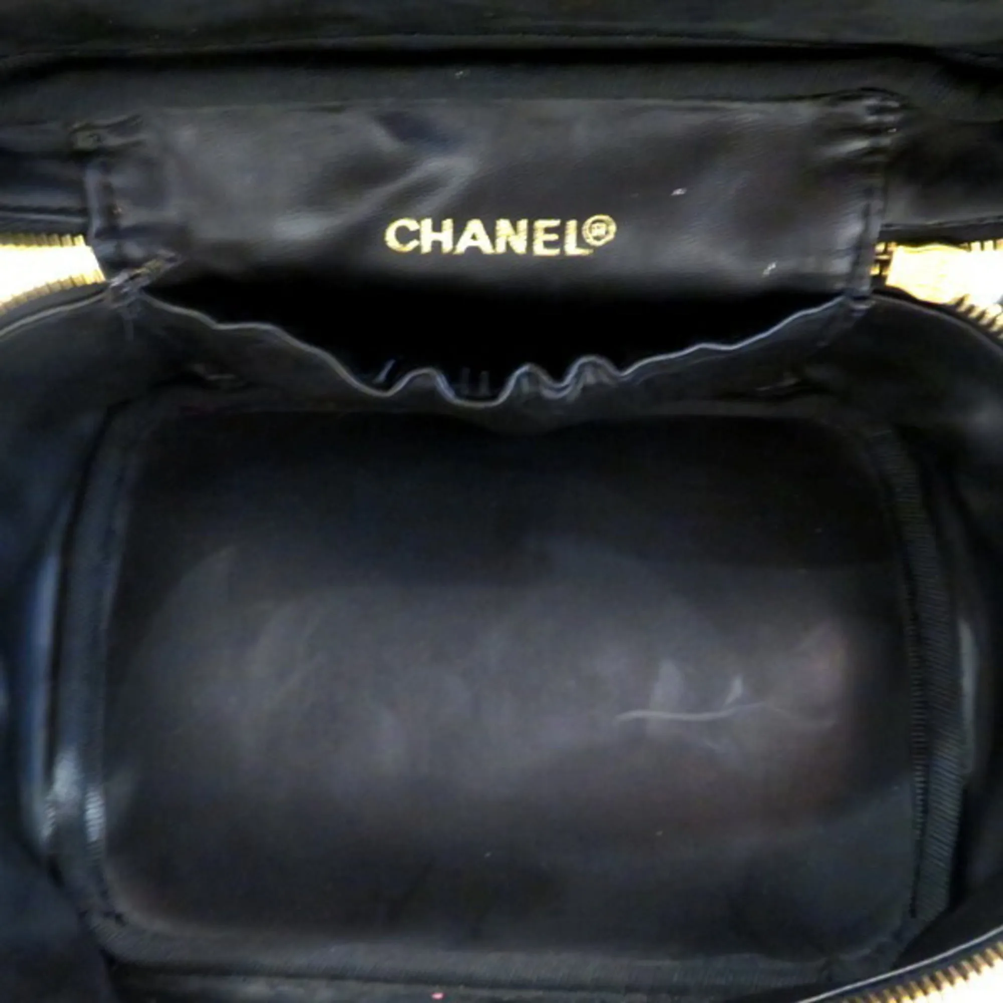 CHANEL Bicolore Lambskin Vanity Bag Handbag Ladies