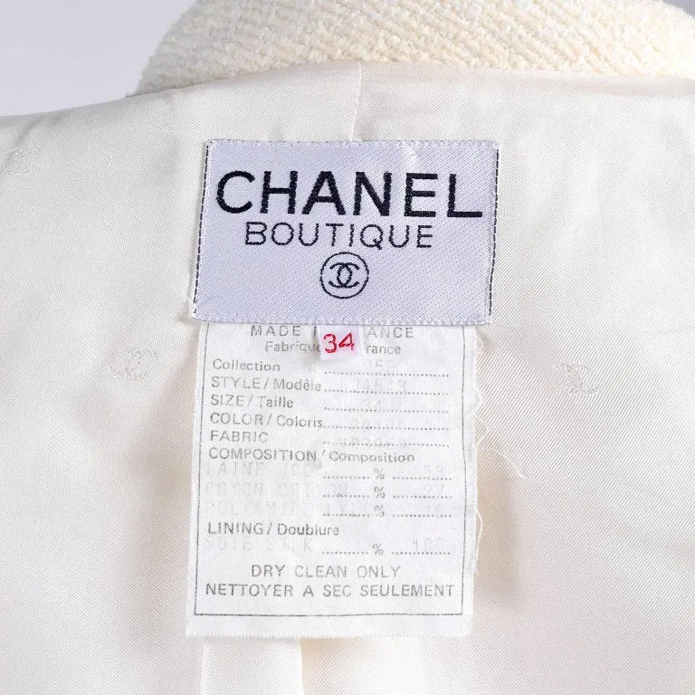 Chanel Blazer in Winter White Wool with CC Logo Buttons