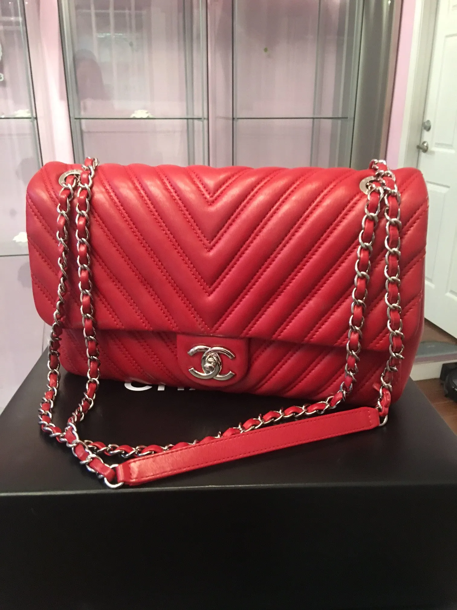 Chanel chevron flap bag