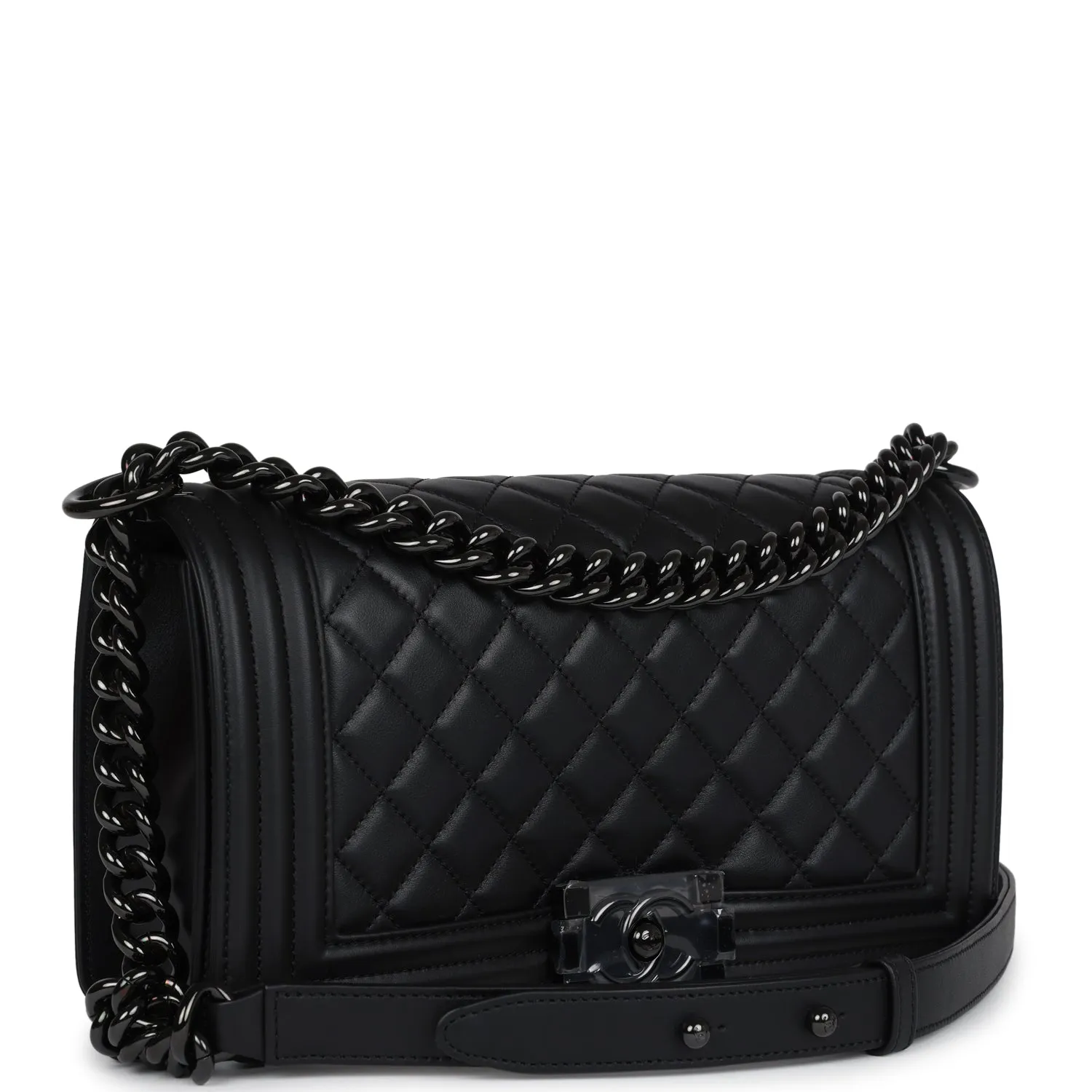 Chanel Medium Boy Bag SO Black Calfskin Black Hardware