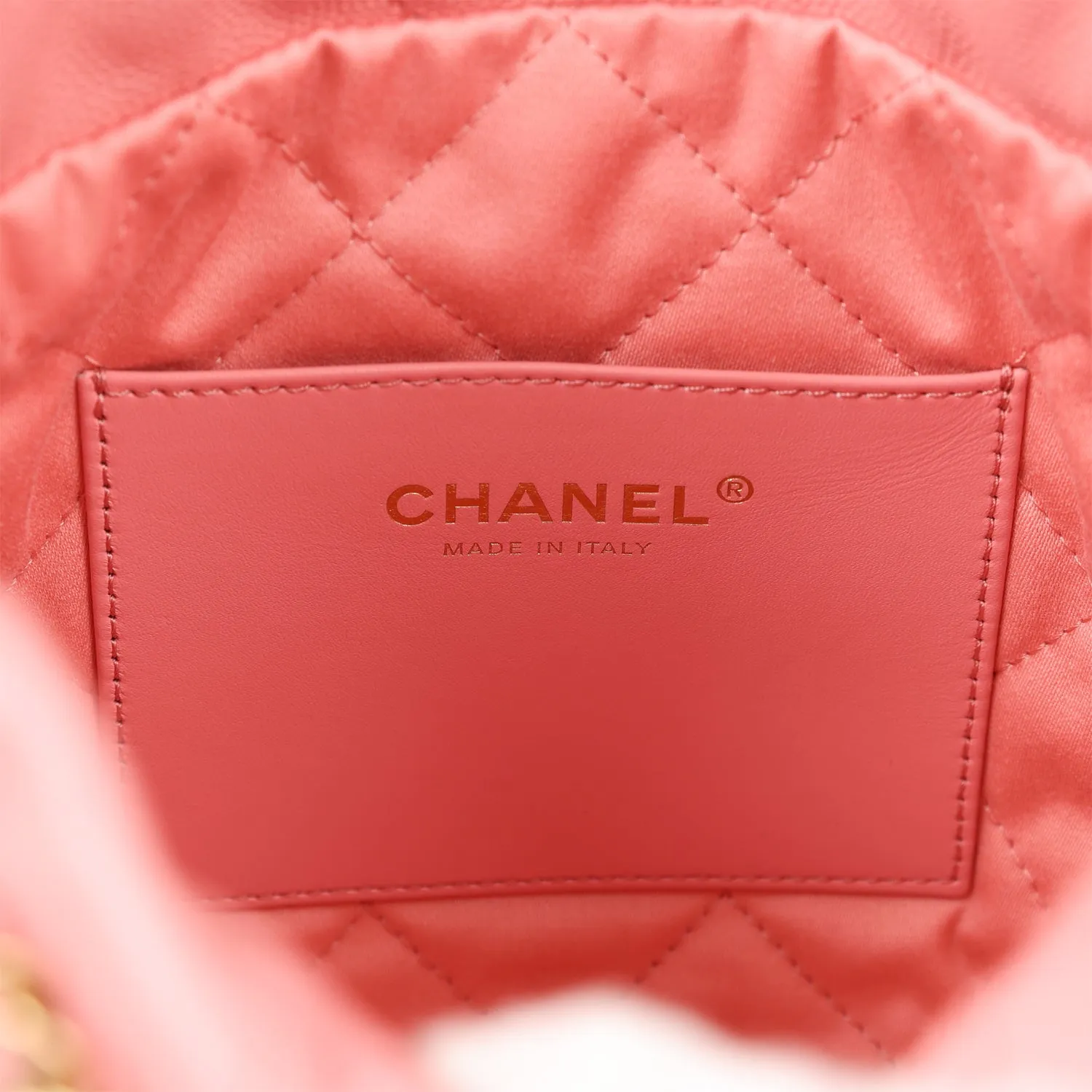 Chanel Mini 22 Bag Pink Shiny  Pebbled Calfskin Gold Hardware