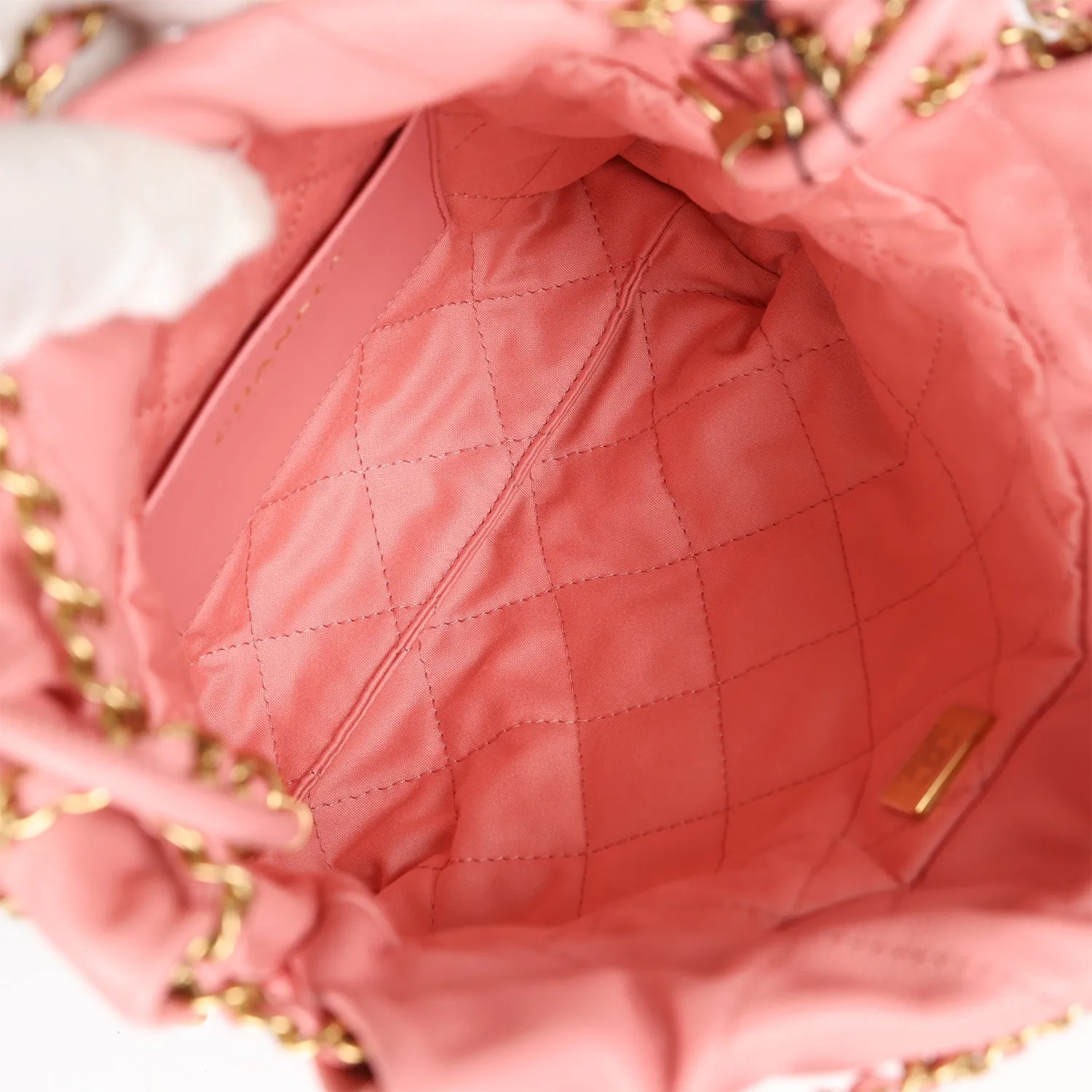 Chanel Mini 22 Bag Pink Shiny  Pebbled Calfskin Gold Hardware