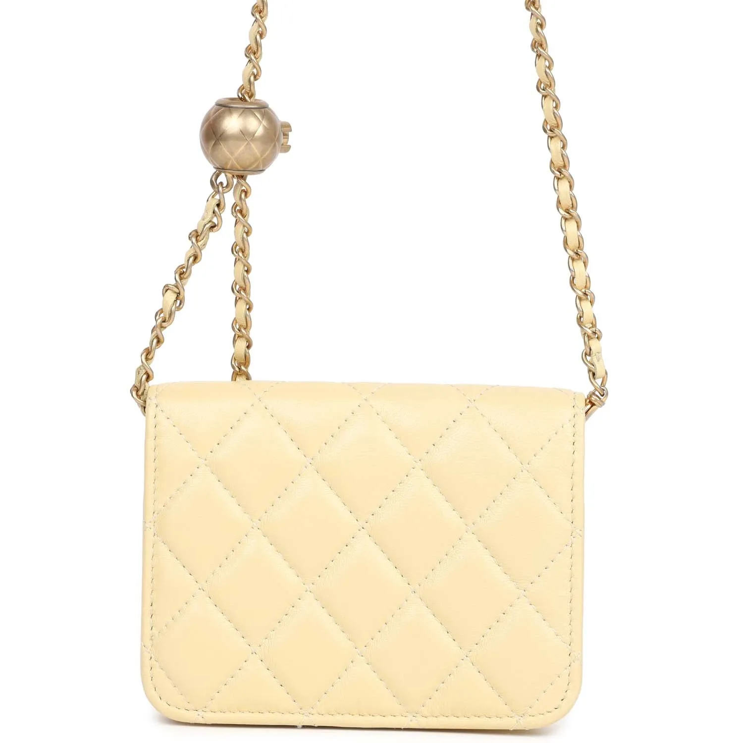 Chanel Mini Pearl Crush Belt Bag Light Yellow Lambskin Aged Gold Hardware