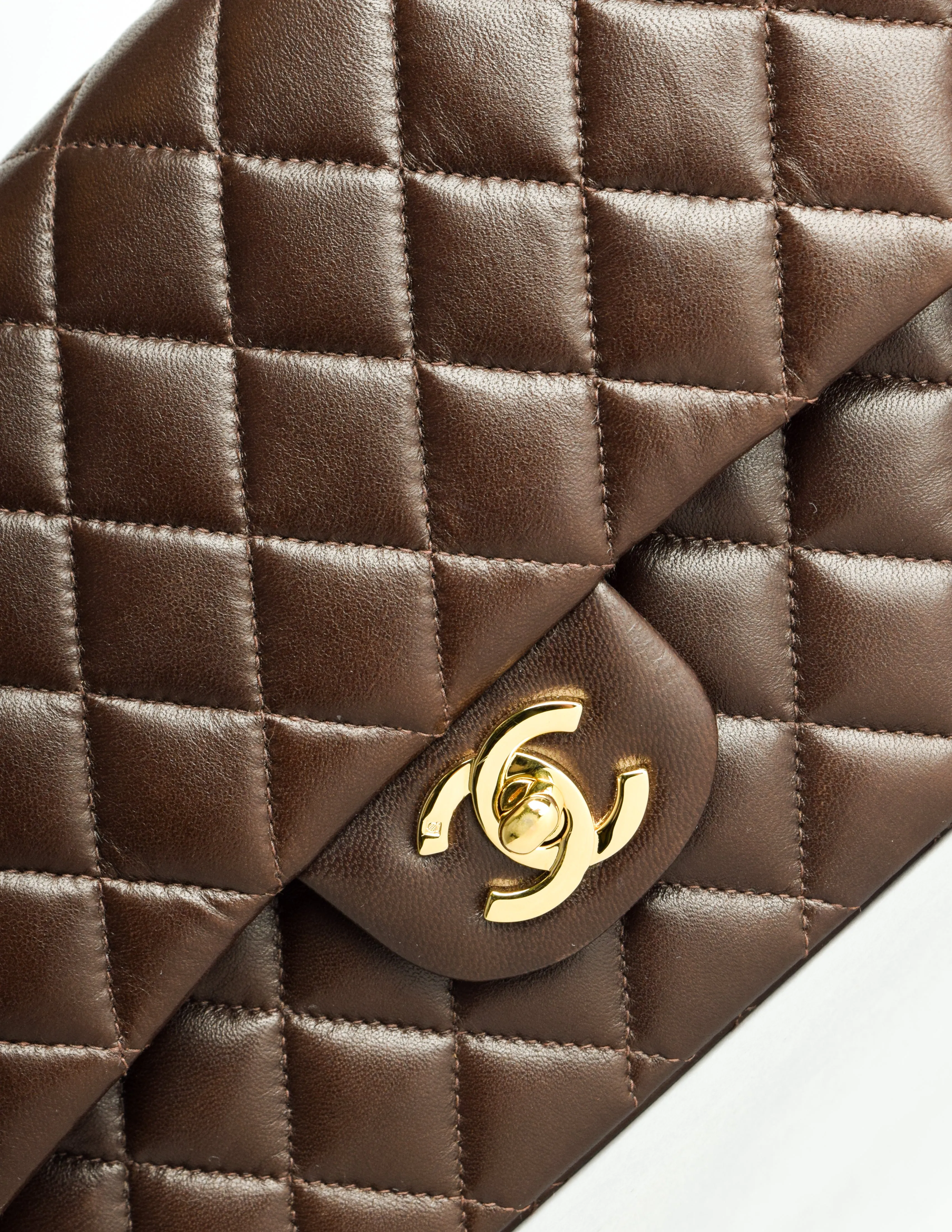 Chanel Vintage Chocolate Brown Quilted 2.55 Medium Classic Double Flap Bag