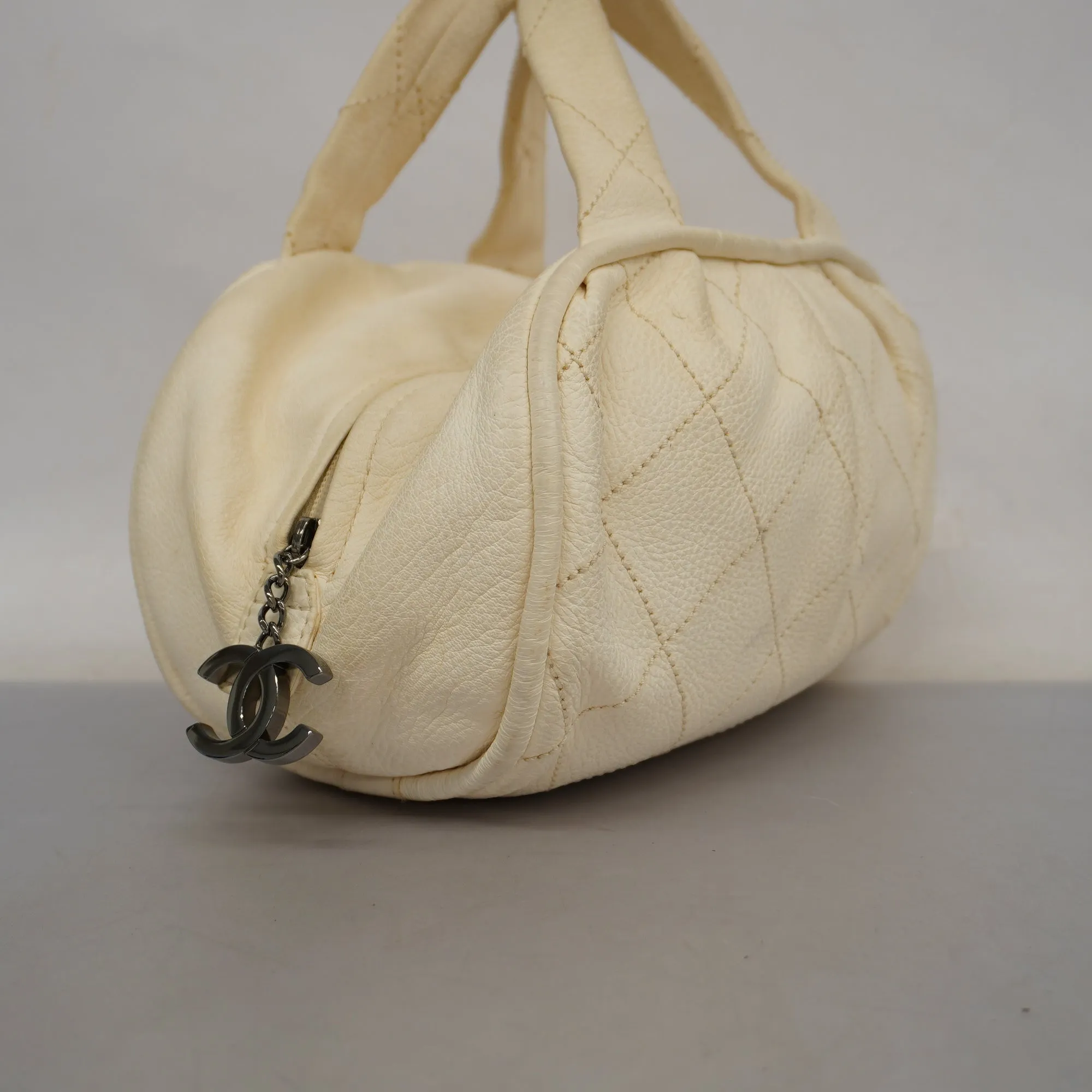 CHANEL  Wild Stitch Handbag Women's Leather Handbag Ivory