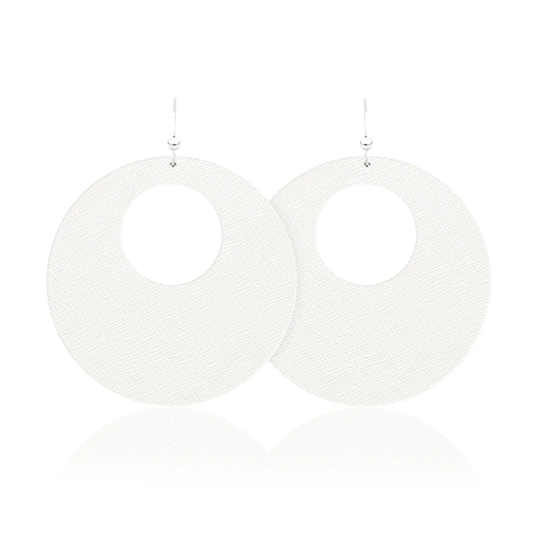 Chantilly White Revolve Leather Earrings