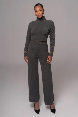 Charcoal Chelsey Knit Pant Set