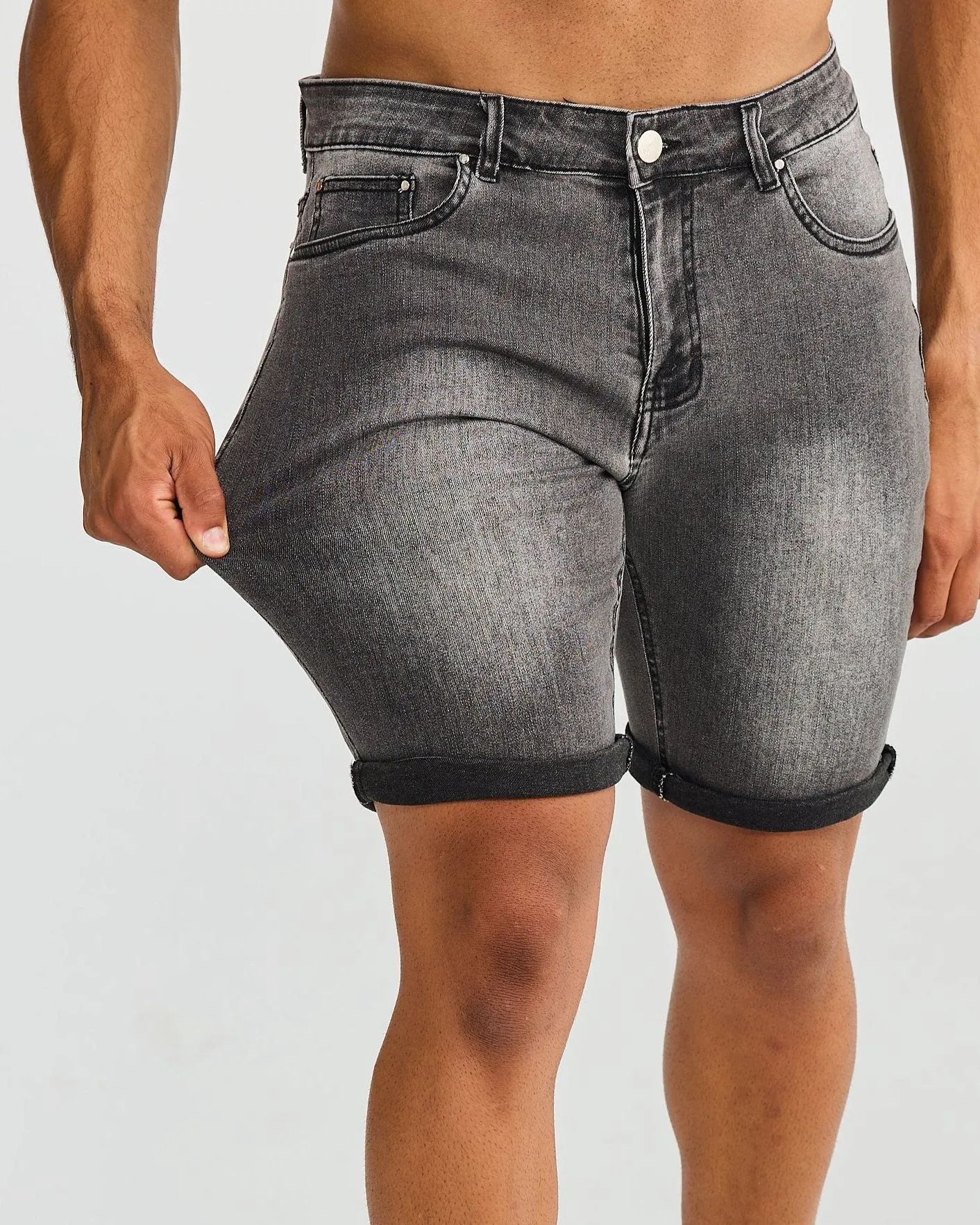 Charcoal Denim Shorts