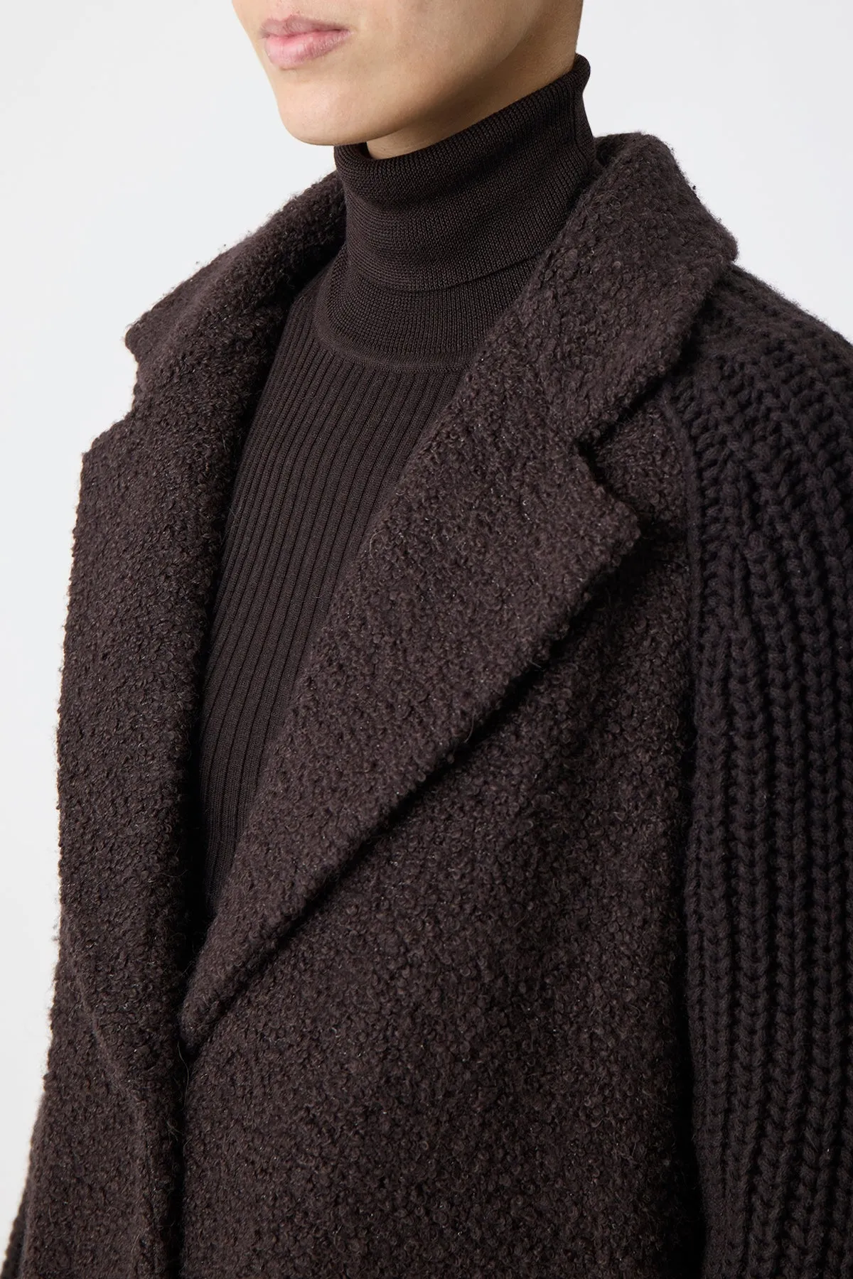 Charles Coat in Chocolate Recycled Cashmere Boucle