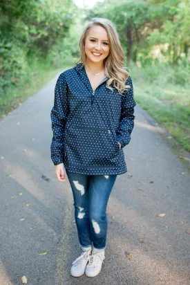 Charles River Monogrammed Chatham Anorak Polka Dot Pullover