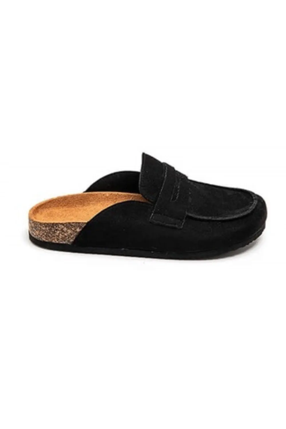 Charlotte black faux suede mules