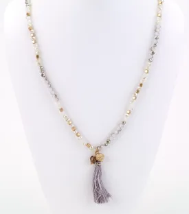 Charm Beaded Necklace with Tassel