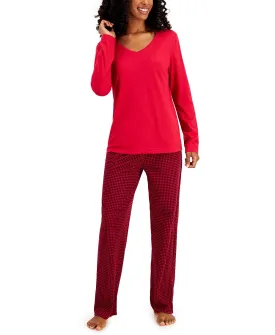 Charter Club Cotton Pajama Set (as1, alpha, x_l, regular, regular, Tiny Buff Check)