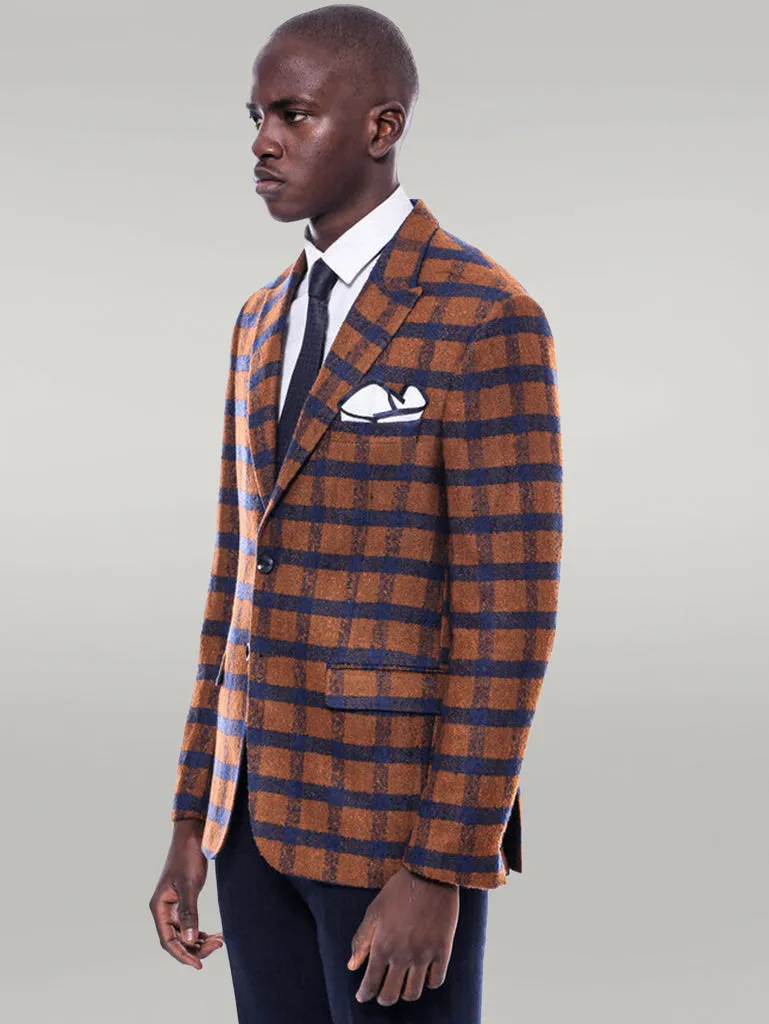 Checked Tawny Slim-Fit Blazer - Wessi