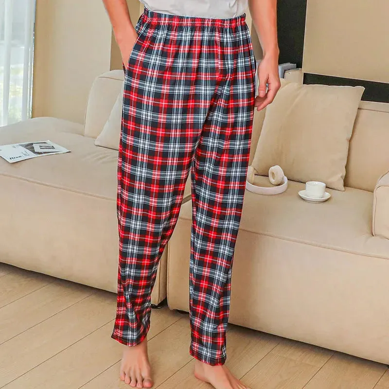 Checkered Comfort: Men's Oversized Pajama Set with Pockets for Cozy Seasons