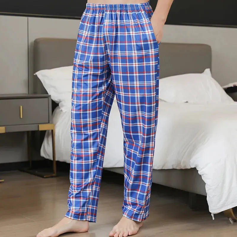 Checkered Comfort: Men's Oversized Pajama Set with Pockets for Cozy Seasons