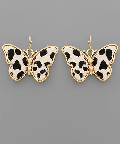 Cheetah Butterfly Dangle Earrings