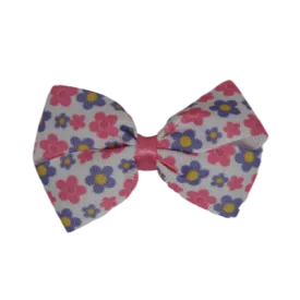 Cherish Hair Bow - Pink and Purple Flower Garden 7.5cm