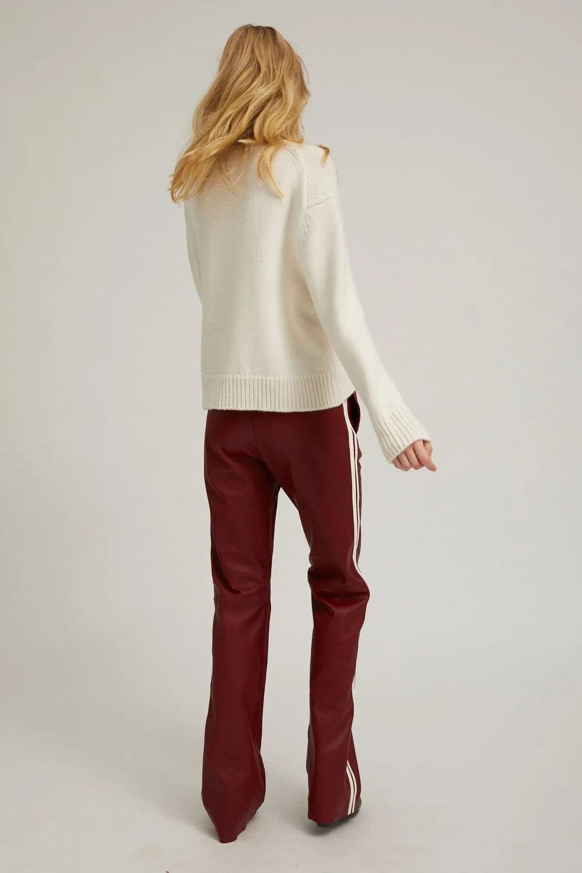 Cherry Leather Straight Leg Athletic Pants