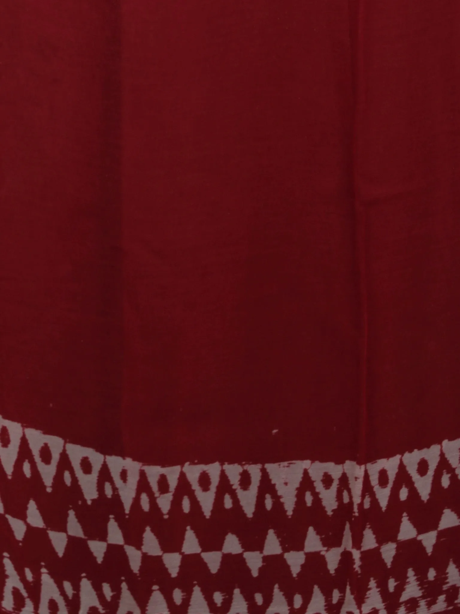 Cherry Red Ivory Hand Block Printed Chiffon Saree - S031702073