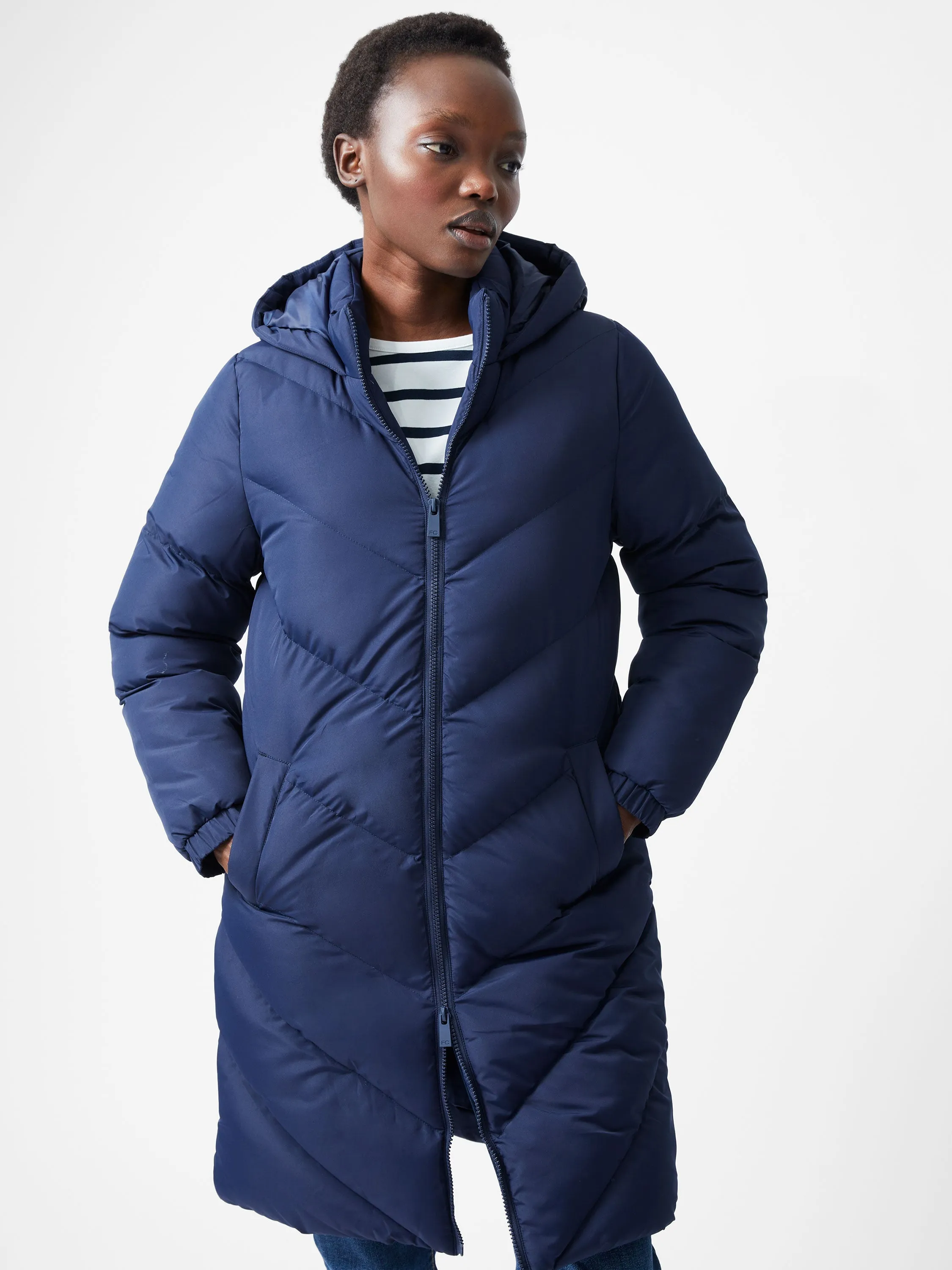 Chevron Hooded Puffer Coat